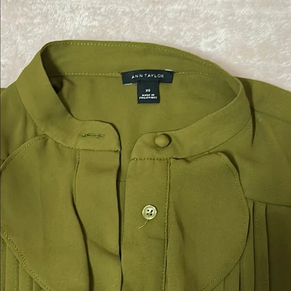 Olive Green Women's Ruffle Blouse - Picture 2 of 2